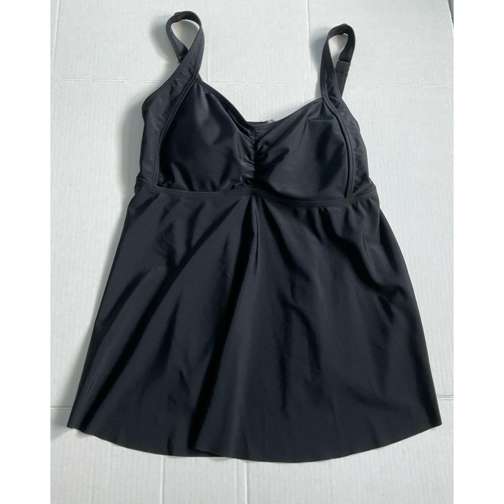 AQUA EVE Women Black Sleeveless  Padded  Swimwear Tankini Top Size 12W